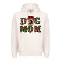 Pale Pink Christmas English Bulldog Mom Premium Hoodie - RanaPortraitStore