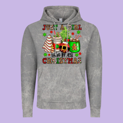 Just A Girl Who Loves Christmas Vintage Hoodie Designed By Oliviacreatesart