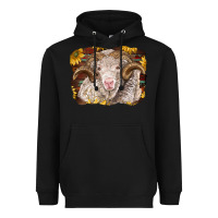 Black merino ram with sunflowers Heavyweight Hoodie - BarkalooDesign