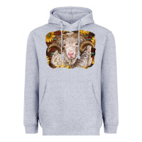 Heather Grey merino ram with sunflowers Heavyweight Hoodie - BarkalooDesign