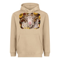 Mushroom merino ram with sunflowers Heavyweight Hoodie - BarkalooDesign
