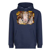 Navy merino ram with sunflowers Heavyweight Hoodie - BarkalooDesign
