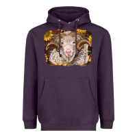 Plum merino ram with sunflowers Heavyweight Hoodie - BarkalooDesign