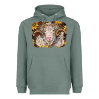 Sage merino ram with sunflowers Heavyweight Hoodie - BarkalooDesign