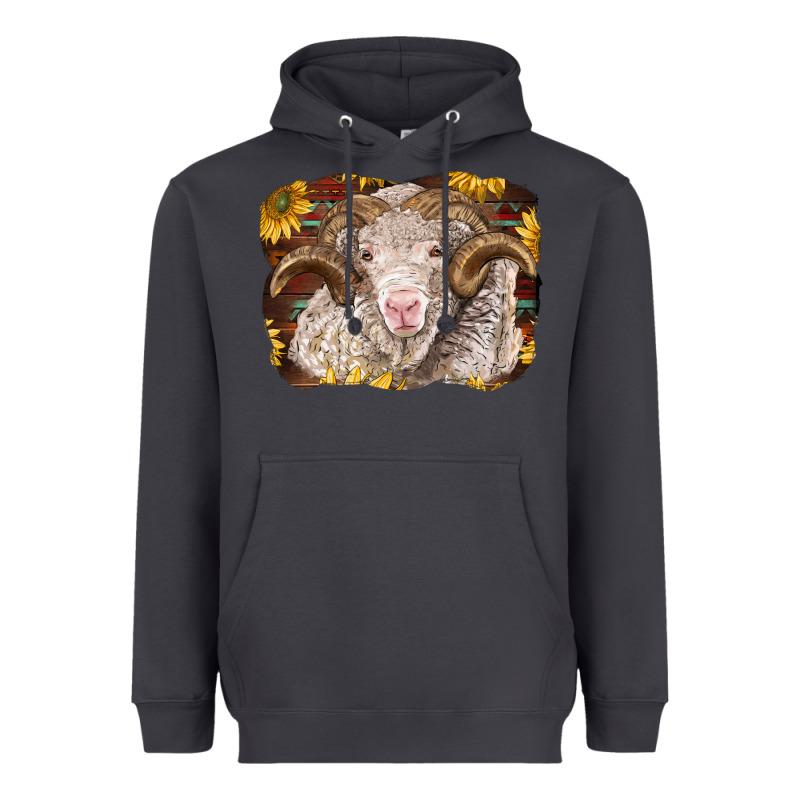 Merino Ram With Sunflowers Heavyweight Hoodie by BarkalooDesign | Teevron
