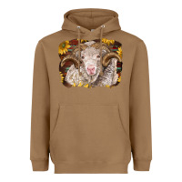 Toasted Coconut merino ram with sunflowers Heavyweight Hoodie - BarkalooDesign
