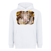 White merino ram with sunflowers Heavyweight Hoodie - BarkalooDesign