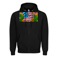 Black usa flag and cactus and sunflowers with leopard and wood license  plat Zipper Hoodie - Artiststas
