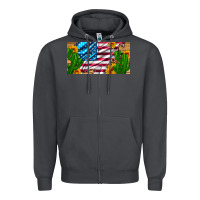 Smoke usa flag and cactus and sunflowers with leopard and wood license  plat Zipper Hoodie - Artiststas
