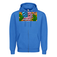 True Royal usa flag and cactus and sunflowers with leopard and wood license  plat Zipper Hoodie - Artiststas