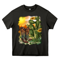 Asphalt western boots with cactus and desert Heavy Core Tee - RanaPortraitStore
