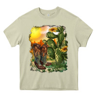 Mossy western boots with cactus and desert Heavy Core Tee - RanaPortraitStore