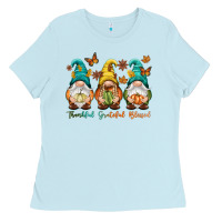 Baby Blue Thankful grateful blessed Ladies Tee - NancyCooperArtShop
