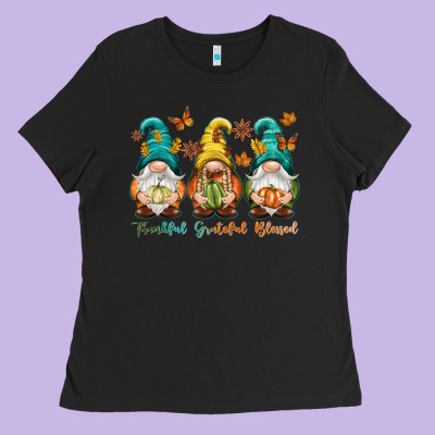 Thankful Grateful Blessed Ladies Tee Designed By Nancycooperartshop