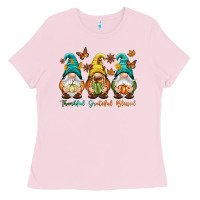 Bubblegum Pink Thankful grateful blessed Ladies Tee - NancyCooperArtShop