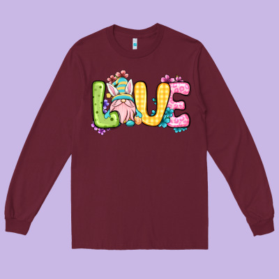 Easter Day Love Easter Gnome Long Sleeve Tee Designed By Oliviacreatesart