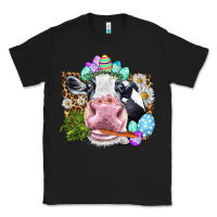 Black Happy Easter Cow with eggs Easter Day Classic Tee - HowdyJamesFarm