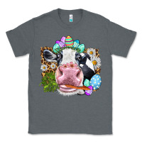 Charcoal Heather Happy Easter Cow with eggs Easter Day Classic Tee - HowdyJamesFarm