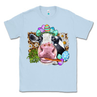 Dusty Blue Happy Easter Cow with eggs Easter Day Classic Tee - HowdyJamesFarm