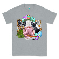 Heather Grey Happy Easter Cow with eggs Easter Day Classic Tee - HowdyJamesFarm