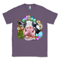Lavender Happy Easter Cow with eggs Easter Day Classic Tee - HowdyJamesFarm