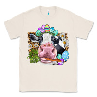 Natural Happy Easter Cow with eggs Easter Day Classic Tee - HowdyJamesFarm