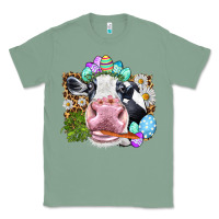 Sage Happy Easter Cow with eggs Easter Day Classic Tee - HowdyJamesFarm