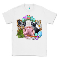 White Happy Easter Cow with eggs Easter Day Classic Tee - HowdyJamesFarm