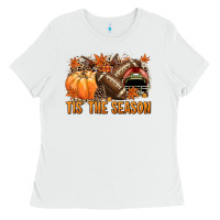 White Tis' the season American Football Ladies Tee - NancyCooperArtShop