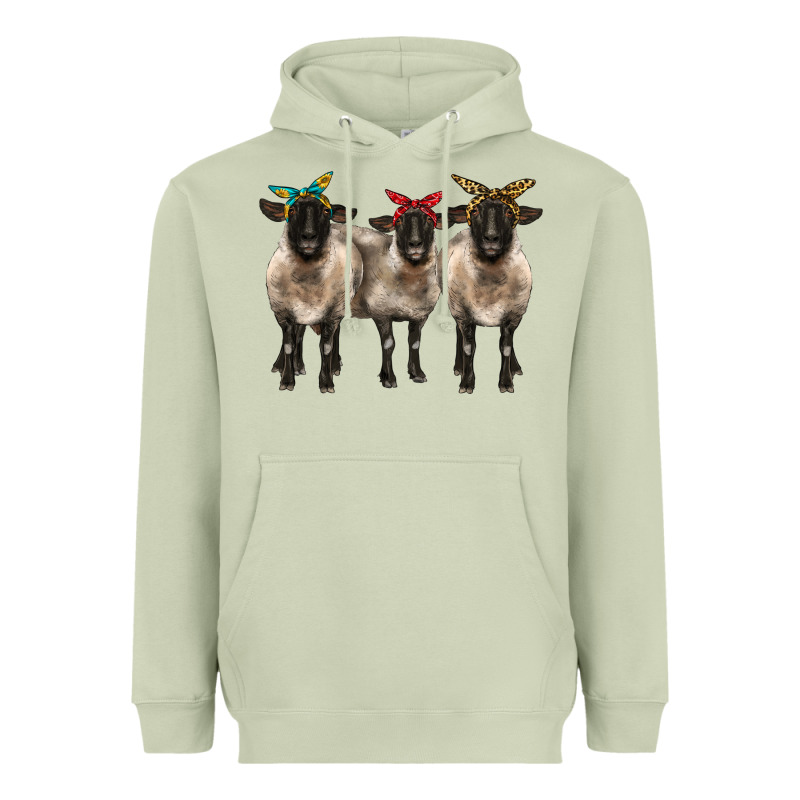 3 Sheeps Suffolk Ewe With Bandana Heavyweight Hoodie by BarkalooDesign | Teevron