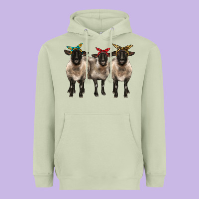 3 Sheeps Suffolk Ewe With Bandana Heavyweight Hoodie Designed By Barkaloodesign