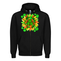 Black sunflower with st patricks smiley face and shamrock with glitter Zipper Hoodie - Artiststas