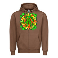 Chestnut sunflower with st patricks smiley face and shamrock with glitter Zipper Hoodie - Artiststas