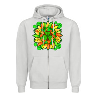 Dove Grey sunflower with st patricks smiley face and shamrock with glitter Zipper Hoodie - Artiststas