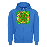 True Royal sunflower with st patricks smiley face and shamrock with glitter Zipper Hoodie - Artiststas