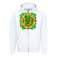 White sunflower with st patricks smiley face and shamrock with glitter Zipper Hoodie - Artiststas