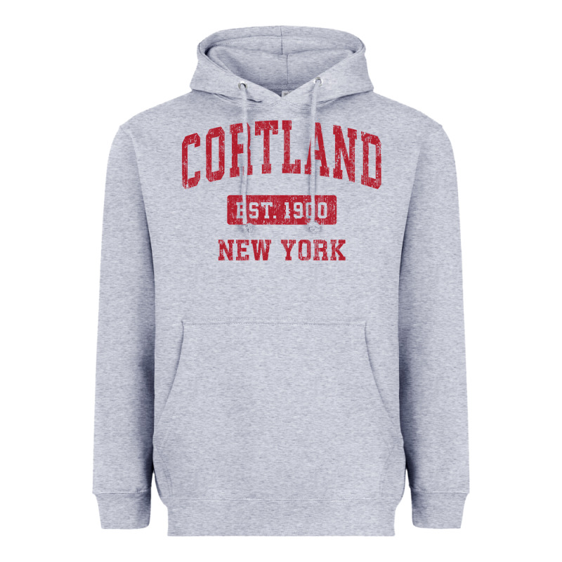 Cortland New York Ny Vintage Sports Design Red Design Sweat Heavyweight Hoodie by longCreatives | Teevron