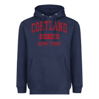 Navy Cortland New York NY Vintage Sports Design Red Design Sweat Heavyweight Hoodie - longCreatives