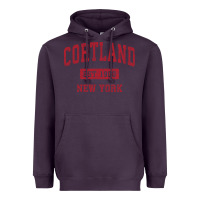 Plum Cortland New York NY Vintage Sports Design Red Design Sweat Heavyweight Hoodie - longCreatives