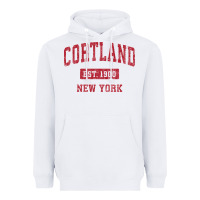White Cortland New York NY Vintage Sports Design Red Design Sweat Heavyweight Hoodie - longCreatives