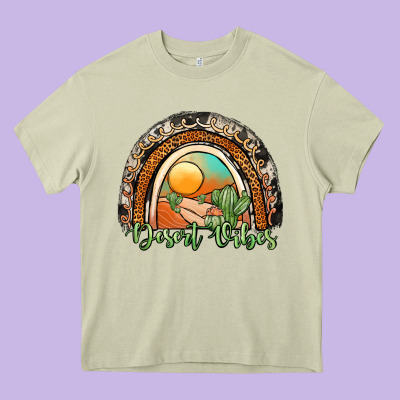 Desert Vibes Rainbow Heavy Core Tee Designed By Jahusdesignshop