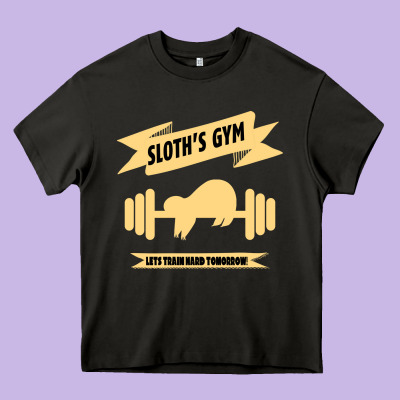 Sloth S Gym Heavy Core Tee Designed By Bettercallsaul