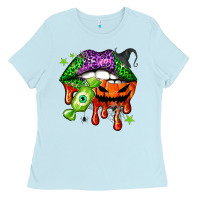 Baby Blue Halloween lips Ladies Tee - NancyCooperArtShop