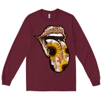 Burgundy Leopard Sunflower Tongue Long Sleeve Tee - Jasminsmagicworld