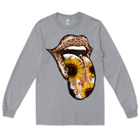 Heather Grey Leopard Sunflower Tongue Long Sleeve Tee - Jasminsmagicworld