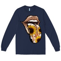 Navy Leopard Sunflower Tongue Long Sleeve Tee - Jasminsmagicworld