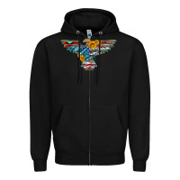 Black thunderbird with usa flag and sunflowers Zipper Hoodie - Artiststas