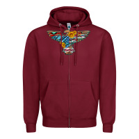 Burgundy thunderbird with usa flag and sunflowers Zipper Hoodie - Artiststas