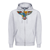 Heather Grey thunderbird with usa flag and sunflowers Zipper Hoodie - Artiststas