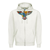 Oatmeal Heather thunderbird with usa flag and sunflowers Zipper Hoodie - Artiststas